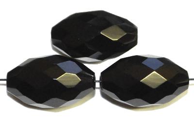 Glasperlen geschliffen Oliven schwarz, hergestellt in Gablonz / Tschechien