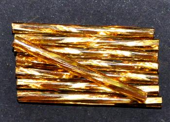 Glasperlen / Stiftperlen getwistet, extra lang, von Preciosa Ornella Tschechien hergestellt, topas mit Silbereinzug