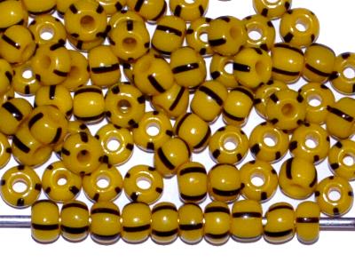 Rocailles von Ornella Preciosa Tschechien, gelb schwarz opak gestreift