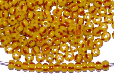 Rocailles von Ornella Preciosa Tschechien, gelb braun gestreift