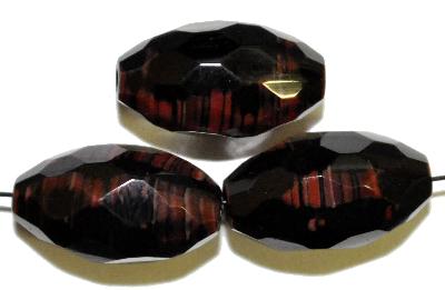 Glasperlen Oliven facettiert,  schwarz braun,  hergestellt in Gablonz / Böhmen 