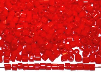 2 cut beads von Ornella Preciosa Tschechien, rot opak sechseckig