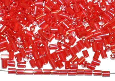 2 cut beads von Ornella Preciosa Tschechien, rot opak mit lüster