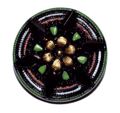 Glasknopf, handgefertigt, handbemalt In Gablonz / Böhmen hergestellt.