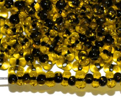 Farfalle Rocailles von Preciosa Tschechien gelb mit Farbeinzug anthrazit