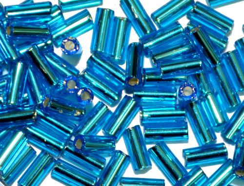 Glasperlen / Stiftperlen türkis mit Silbereinzug,  von Preciosa Ornella Tschechien hergestellt,   