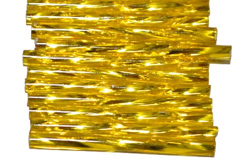 Glasperlen / Stiftperlen von Preciosa Ornella Tschechien, 
 getwistet, gelb transp. mit Silbereinzug