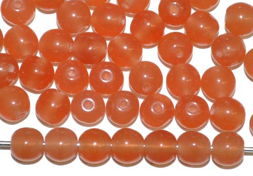 Glasperlen rund Alabasterglas braun hell, hergestellt in Gablonz / Tschechien