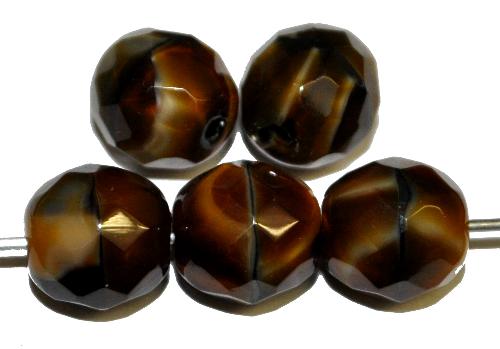 facettierte Glasperlen  tigerauge, hergestellt in Gablonz / Tschechien