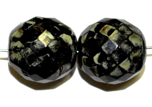 facettierte Glasperlen  schwarz mit picasso finish, hergestellt in Gablonz / Tschechien