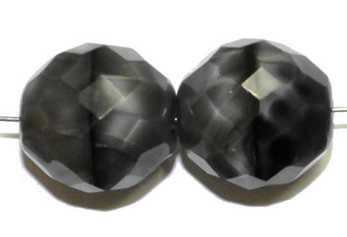 facettierte Glasperlen Perlettglas grau, hergestellt in Gablonz / Tschechien