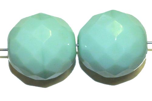 facettierte Glasperlen,  türkis opak,  hergestellt in Gablonz / Tschechien