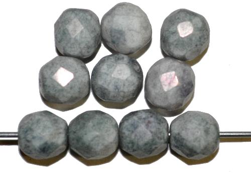 facettierte Glasperlen  graublau stone finish,  hergestellt in Gablonz / Tschechien