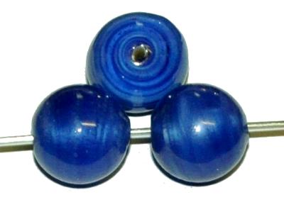 Wickelglasperlen, Perlettglas dunkelblau, in den 1930/1940 Jahren in Gablonz/Böhmen von Hand gefertigt