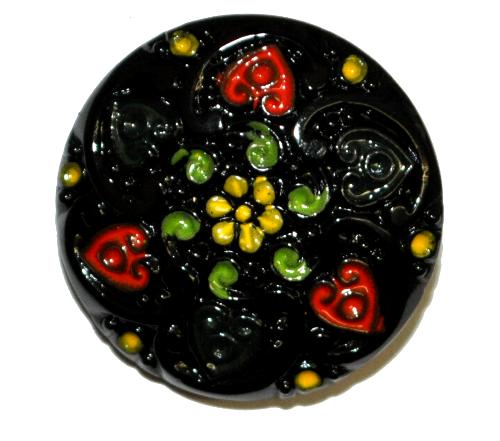 Glasknopf, handgefertigt, handbemalt In Gablonz / Böhmen hergestellt.  (nur wenige auf Lager)