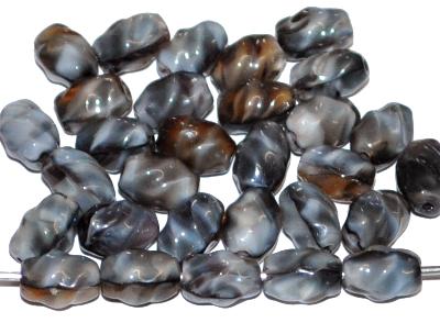 Glasperlen Oliven,
 multicolor marmoriert,
 hergestellt in Gablonz / Tschechien