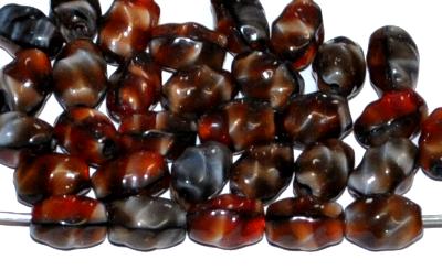 Glasperlen Oliven,
 multicolor marmoriert,
 hergestellt in Gablonz / Tschechien