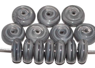 Glasperlen Scheiben 
 Perlettglas grau, 
 hergestellt in Gablonz / Tschechie