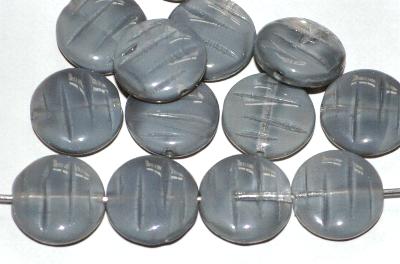 Glasperlen Linsen
 Perlettglas grau,
 hergestellt in Gablonz / Tschechie