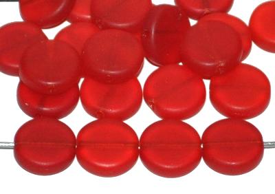 Glasperlen Scheibe rot transp. mattiert, hergestellt in Gablonz / Tschechien