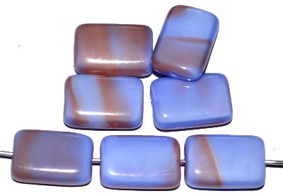 Glasperlen Rechtecke, blau rosa opak, hergestellt in Gablonz / Tschechien