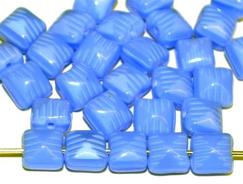 Glasperlen Pillowbeads, 
 Perlettglas mittelblau, 
 hergestellt in Gablonz / Tschechien