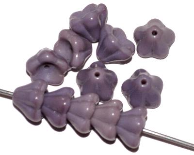 Glasperlen Blüten, violett opak, hergestellt in Gablonz / Tschechien