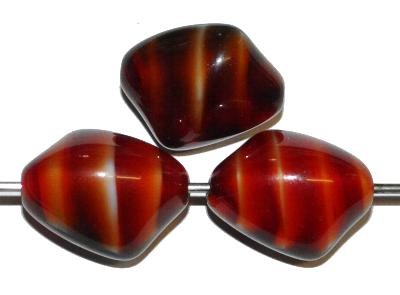 Glasperlen Nuggets, Perlettglas rotbraun marmoriert, hergestellt in Gablonz / Tschechien