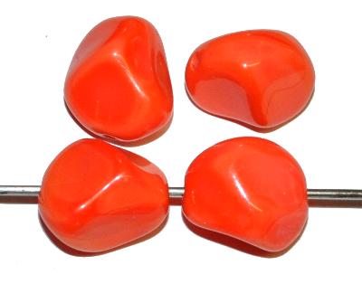 Glasperlen Nuggets, orange opak, hergestellt in Gablonz / Tschechien