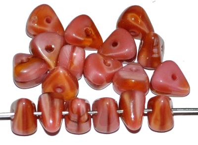 Glasperlen Nuggets, Perlettglas altrosa mit etwas topas, hergestellt in Gablonz / Tschechien