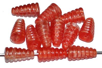 Glasperlen Kegel, Perlettglas karmesinrot, hergestellt in Gablonz / Tschechien