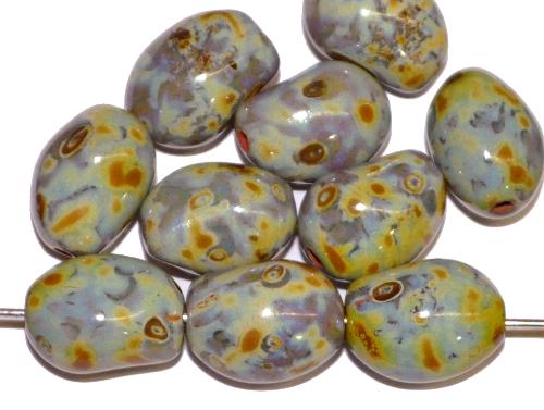 Glasperlen Nuggets mit picasso finish, hergestellt in Gablonz / Tschechien