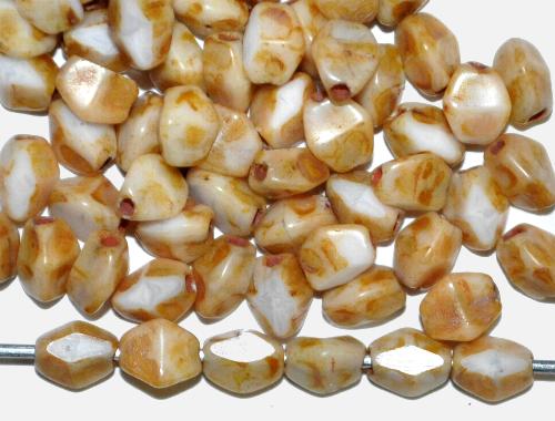 Glasperlen Pinchbeads geschliffen,  weiß mit picasso finish,  hergestellt in Gablonz / Tschechien