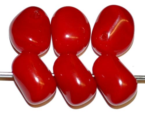 Glasperlen Nuggets rot opak, hergestellt in Gablonz / Tschechien