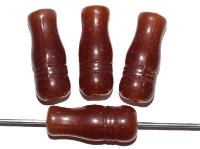 Glasperlen Spindelform, 1920/30 in Gablonz/Böhmen hergestellt, Alabasterglas braun