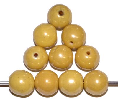 Glasperlen (Prosserbeads) aus Gablonz/Böhmen um 1920 hergestellte, gelb opak mit lüster