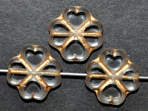 Glasperlen / Table Cut Beads   geschliffen, kristall mit Goldauflage Rand mattiert,   hergestellt in Gablonz / Tschechien