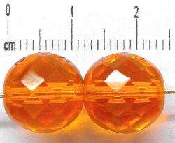 facettierte Glasperlen
 orange transp.,
 hergestellt in Gablonz Tschechien