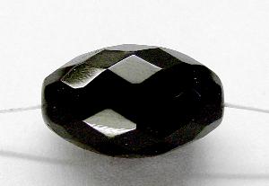 Glasperlen geschliffen Oliven schwarz, hergestellt in Gablonz / Tschechien