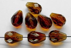 facettierte Glasperlen Tropfen 
 topas transp.,
 hergestellt in Gablonz / Tschechien