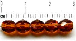 facettierte Glasperlen 
 braun transp.,
 hergestellt in Gablonz / Tschechien